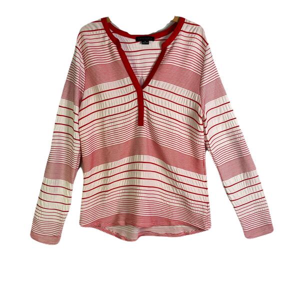 SANCTUARY by ANTHROPOLOGIE Long Sleeve Tunic Top Red/White Blouse Women’s Size M - Picture 1 of 9